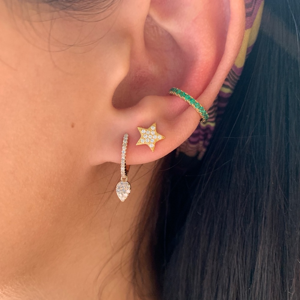 Green cz ear cuff 14 over sterling